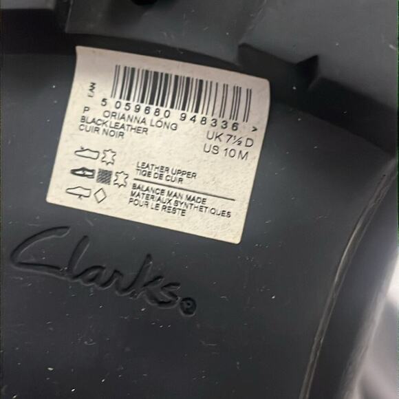 CLARKS ORIANNA HI2 LONG CHUNKY BLACK LEATHER NEOT BOOTS SIZE 10M - Picture 7 of 7